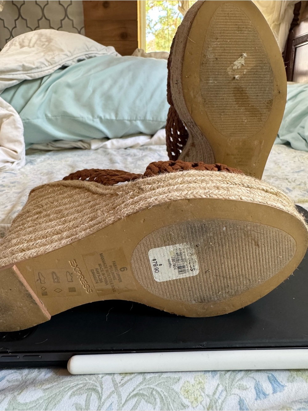 Express Braided Espadrille Wedge Sandals - Brown